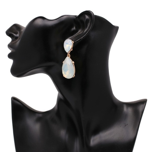 Last 1! Crystal Water Drop Earrings - Picture 2 of 3